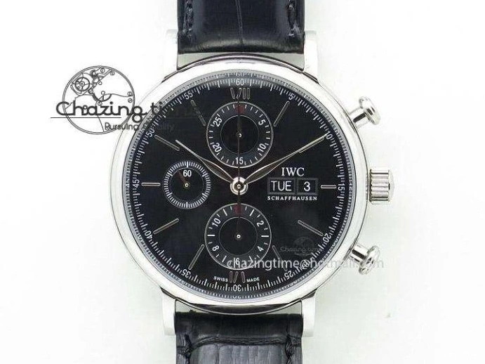 MIROTIME 0424 Portofino Chrono RG Black Dial on Black Leather Strap A HighPerformance 7389